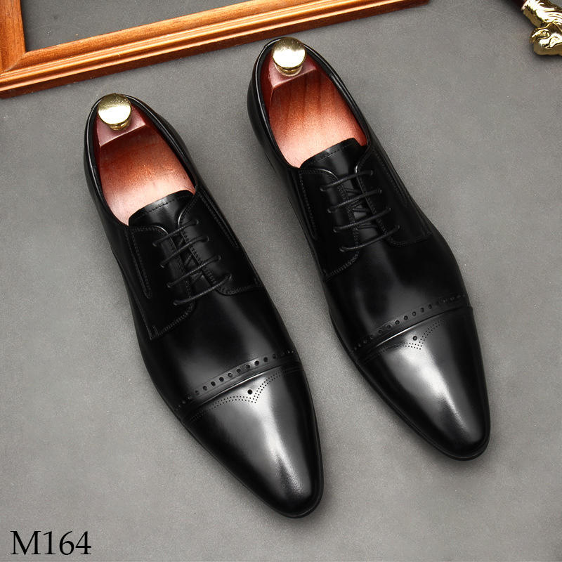 Giày da nam Derby màu đen cao cấp M164